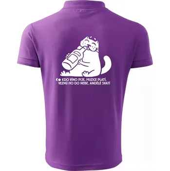 Pánská košile Kdo víno pije a muzice platí - Polokošile pánská Pique Polo 203 - 2XL ( Fialová )