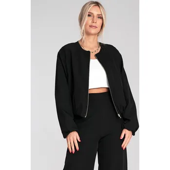 Dámský kabát Černý lehký dámský krátký bomber M1198 Black Velikost: S/M