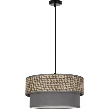 CANDELLUX Karrara závěsná lampa černá 1x60W E27 stínidlo šedá béžová+šedá