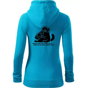 Dámská mikina Kdo víno pije a muzice platí - Dámská mikina trendy zipper s kapucí - XS ( Světlý tyrkys )