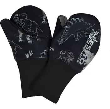 Rukavice ESITO | Palcové rukavice softshell Dinoušek Čerňák - černá / 2 - 3 roky