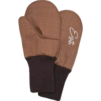 Rukavice ESITO | Zimní palcové rukavice softshell s beránkem Lamb Brown - hnědá / 2 - 3 roky