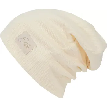 Kojenecká čepice ESITO | Žebrovaná čepice spadená Color Cream - smetanová / 50