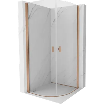 Mexen Mist půlkruhová sprchová kabina otočná 80 x 80 cm, transparentní, kartáčovaná měď - 8A31-080-080-65-00 Sprchové kouty