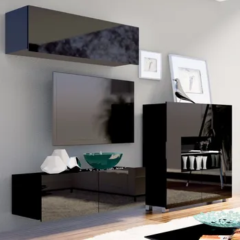 Obývací stěna Obývací stěna CALABRINI c | 200 cm | 3 díly O | černá lesk