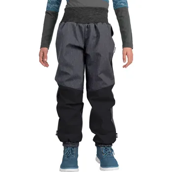 Dětská móda Dětské softshellové oteplovačky s fleecem Plus, Černá, Žíhaná Antracitová Velikost: 110/116