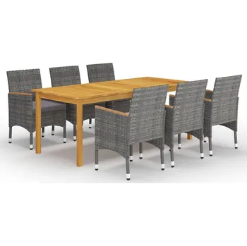 7dílný zahradní jídelní set šedý Šedá 3067864