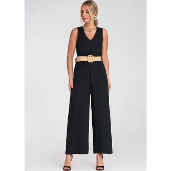 Dámský overall Černý dámský elegantní overal z viskózy M1193 Black Velikost: S/M