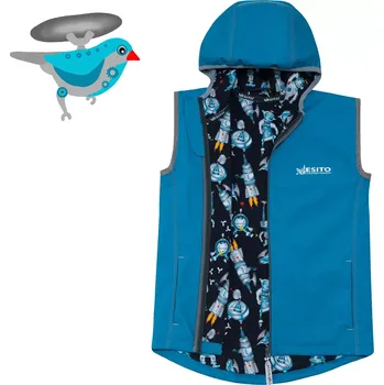 ESITO | Dětská softshellová dvojitá vesta Roboti vel. 122 - 146 - tyrkysová / 122