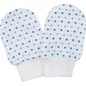 Rukavice ESITO | Rukavice bavlna potisk srdce - srdce bílá / modrá / 62