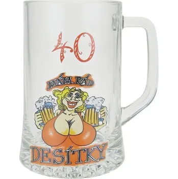 Sklenice Půllitr "40 Mám rád desítky" (Dárek k 40. narozeninám, krýgl s číslem)