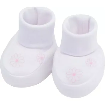 Capáčky ESITO | Kojenecké bačkůrky bavlna Jemná Kytička - bílá / New - délka stélky: 8 cm