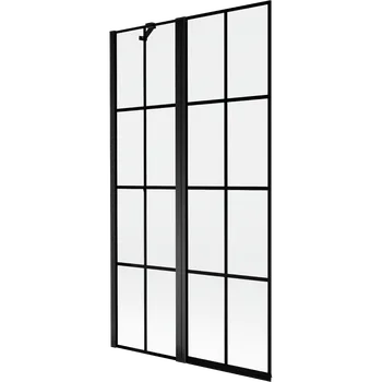 Vanová zástěna Mexen Mist vanová zástěna 2-dílná levá 100 x 150 cm, černá mřížka, černá - 8A9-100-011-70-77-L Vanové zástěny