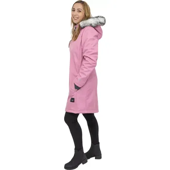 Dámský kabát ESITO | Dámský zimní softshellový kabát s beránkem Antique pink - růžová / L