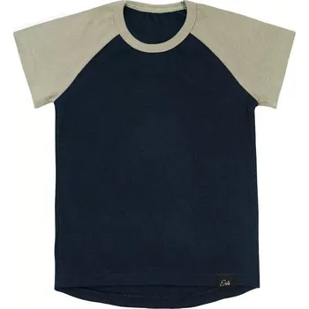 Chlapecké tričko ESITO | Žebrované tričko s krátkým rukávem Tomi Navy blue/Taupe - modrá / šedá / 104