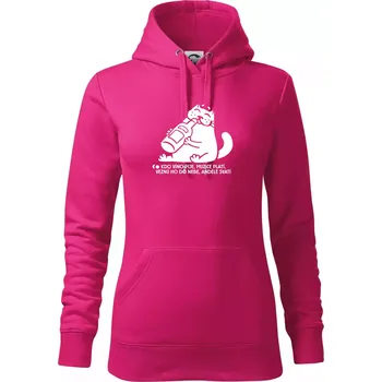 Dámská mikina Kdo víno pije a muzice platí - Mikina dámská Cape s kapucí - M ( Purpurová )