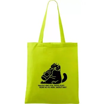 Kdo víno pije a muzice platí - Taška bavlněná - 42 x 38 cm ( Limetková )