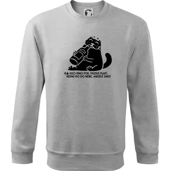 Chlapecké tričko Kdo víno pije a muzice platí - Mikina Essential dětská - 158 cm/12 let ( Světlešedý Melír )