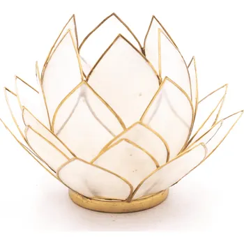 Svícen Milujeme Kameny Svícen - lotosový květ - bílý - velký kulatý - VADA VAD580 533954