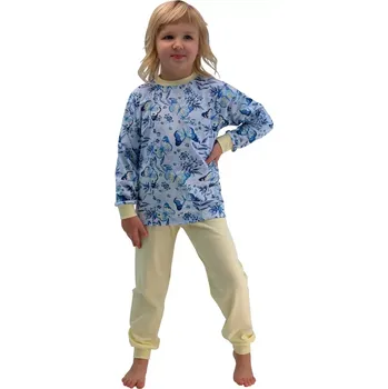 Dívčí pyžamo ESITO | Dívčí pyžamo Motýl vel. 92 - 110 - modrá / žlutá / 98