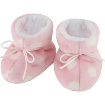 Chlapecké bačkory ESITO | Kojenecké botičky Minky Méďa puntík - puntík růžová / 1 - délka stélky: 11 cm