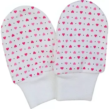 Rukavice ESITO | Rukavice bavlna potisk srdce - srdce bílá / růžová / 62