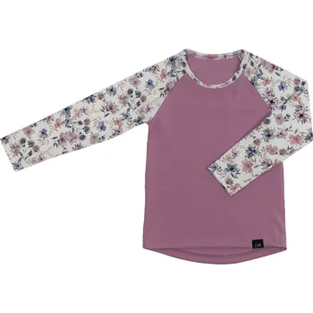 ESITO | Dívčí triko s dlouhým rukávem Violet flowers - fialová / 98