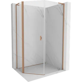 Mexen Mist L asymetrická pentagonální sprchová kabina 80x90 cm, transparentní, kartáčovaná měď - 8A8L-080-090-65-00 Sprchové kouty