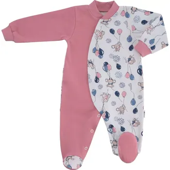 Kojenecký overall ESITO | Kojenecký overal Myšky růžový - růžová / 68