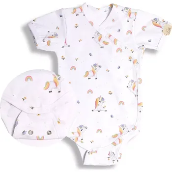 Kojenecký body ESITO | Rostoucí bodyčko zavinovací KR Unicorn - bílá / 56 - 62
