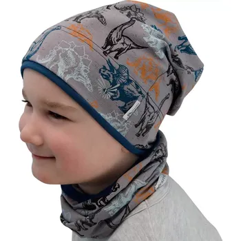 Kojenecké oblečení ESITO | Jarní čepice spadená Dinosaurus - šedá / 48