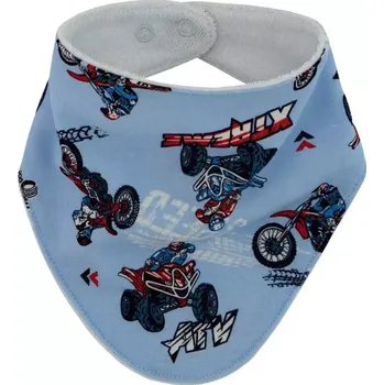 Bryndák ESITO | Slintáček bavlna potisk - Motorky na modré / UNI