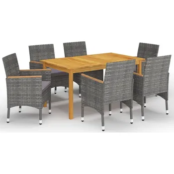 7dílný zahradní jídelní set šedý Šedá 3067772