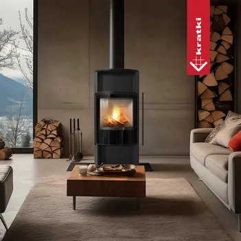 Krbová kamna Kratki Ocelová kamna na dřevo TOFA Ø 150 8 kW černá
