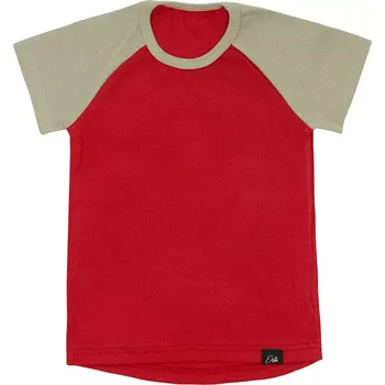 Chlapecké tričko ESITO | Žebrované tričko s krátkým rukávem Tomi Red/Taupe - červená / šedá / 128