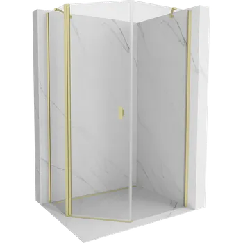 Mexen Mist asymetrická pětiúhelníková sprchová kabina, 80 x 90 cm, transparentní, zlato kartáčované - 8A8-080-090-55-00 Sprchové kouty