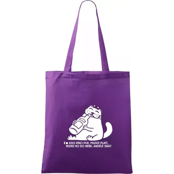 Kdo víno pije a muzice platí - Taška bavlněná - 42 x 38 cm ( Fialová )
