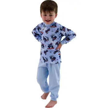 Dívčí pyžamo ESITO | Chlapecké pyžamo Motorky vel. 116 - 122 - na modré / 116