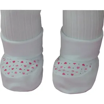 Chlapecké bačkory ESITO | Kojenecké bačkůrky bavlna malé srdce - srdce bílá / růžová