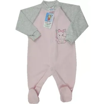 Kojenecký overall Overal na spaní růžová kočka s mašlí