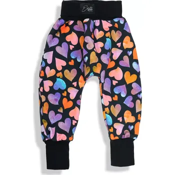 ESITO | Dětské tepláky s vysokým pasem Barevná srdce - černá / 74