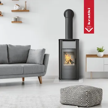 Krbová kamna Kratki Ocelová kamna na dřevo EPSILON Ø 150 8 kW samozavírací