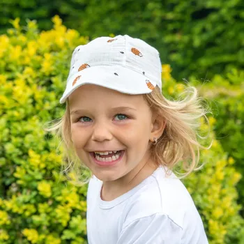 Kšiltovka ESITO | Dětská kšiltovka mušelín Ježek - smetanová / XXL