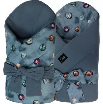 Zavinovačka ESITO | Mušelínová zavinovačka pro miminko Planets 85x85 cm - modrá / 85 x 85 cm