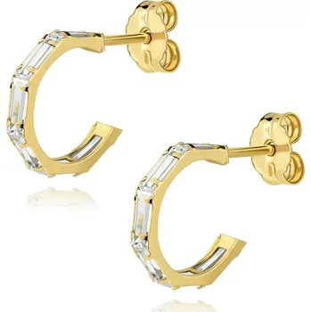 Náušnice Náušnice ze 14K zlata s čirými zirkony v otevřeném kruhu