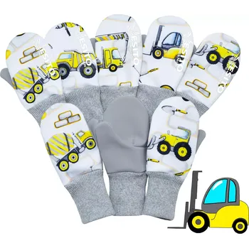 Rukavice ESITO | Palcové rukavice Stroje softshell - bílá / 1 - 2 roky