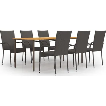 7dílný zahradní jídelní set polyratan hnědý Hnědá3072501