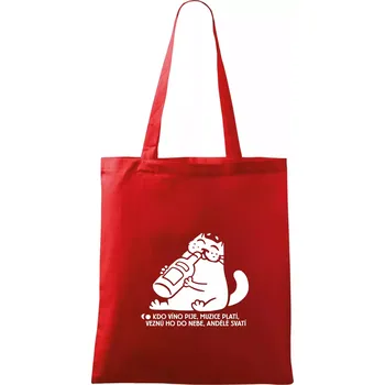 Nákupní taška Kdo víno pije a muzice platí - Taška bavlněná - 42 x 38 cm ( Červená )