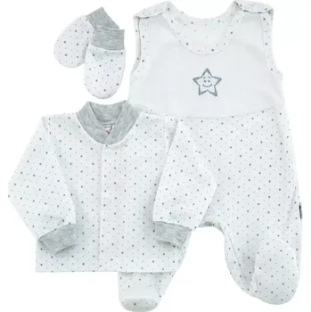 Kojenecká souprava ESITO | Souprava do porodnice 3 dílná Hvězdička Grey - šedá / 56