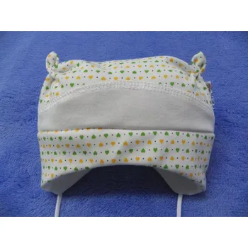 Čepice ESITO | Kojenecká čepice s růžky - srdce bílá / zelená / XS